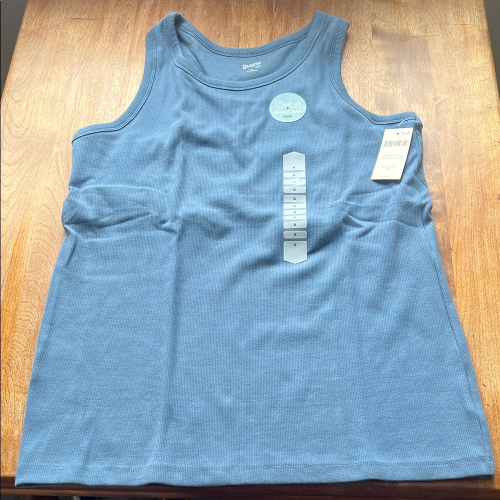 Duluth Trading Co Blue Tank Top/ Ribbed Racerback Shelf Bra Tank